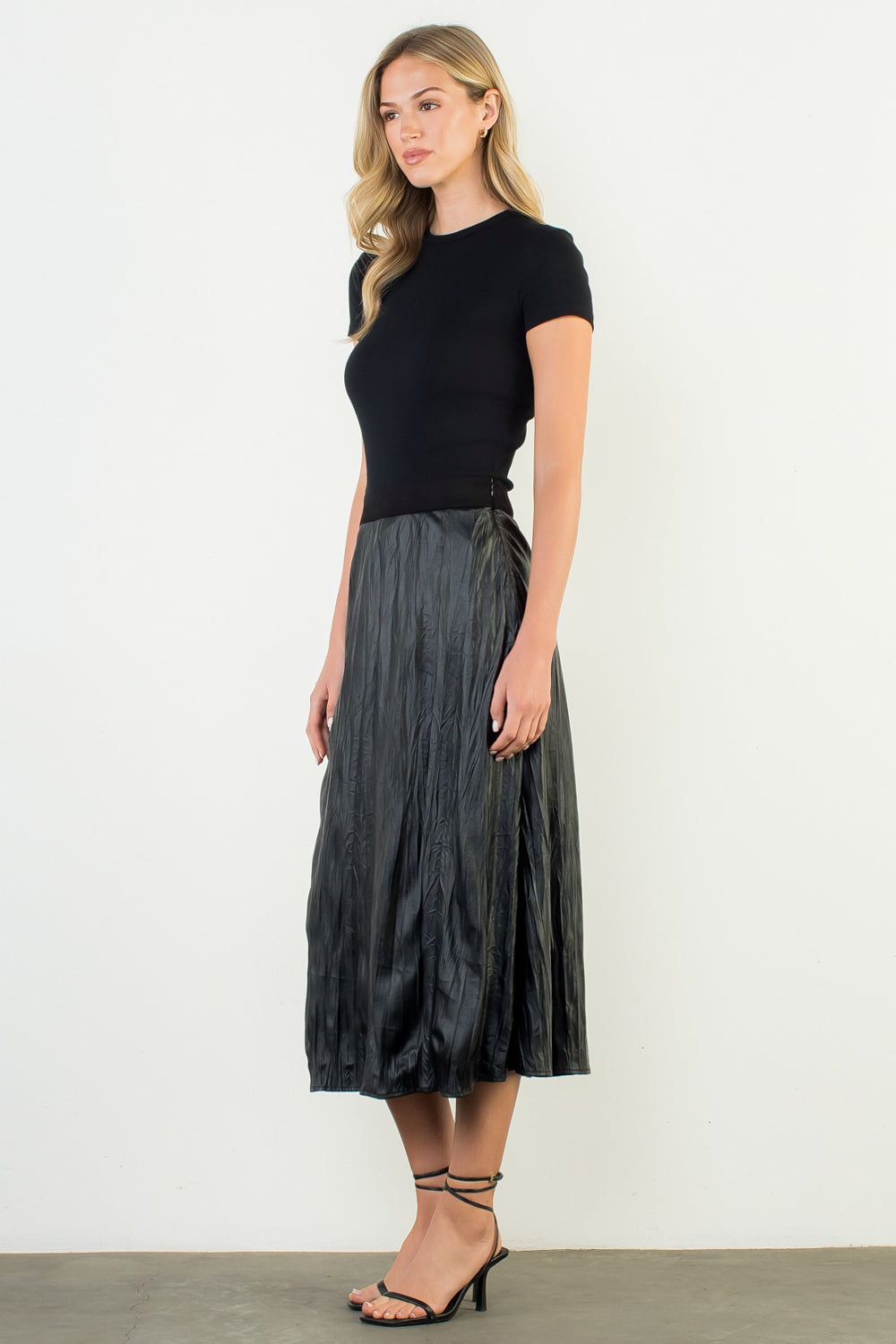 Long Faux Leather Skirt