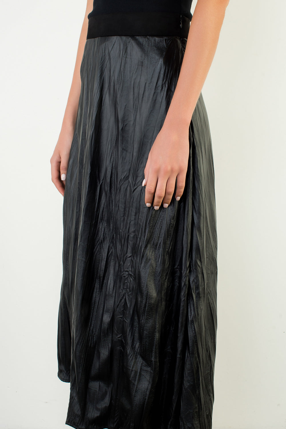 Long Faux Leather Skirt