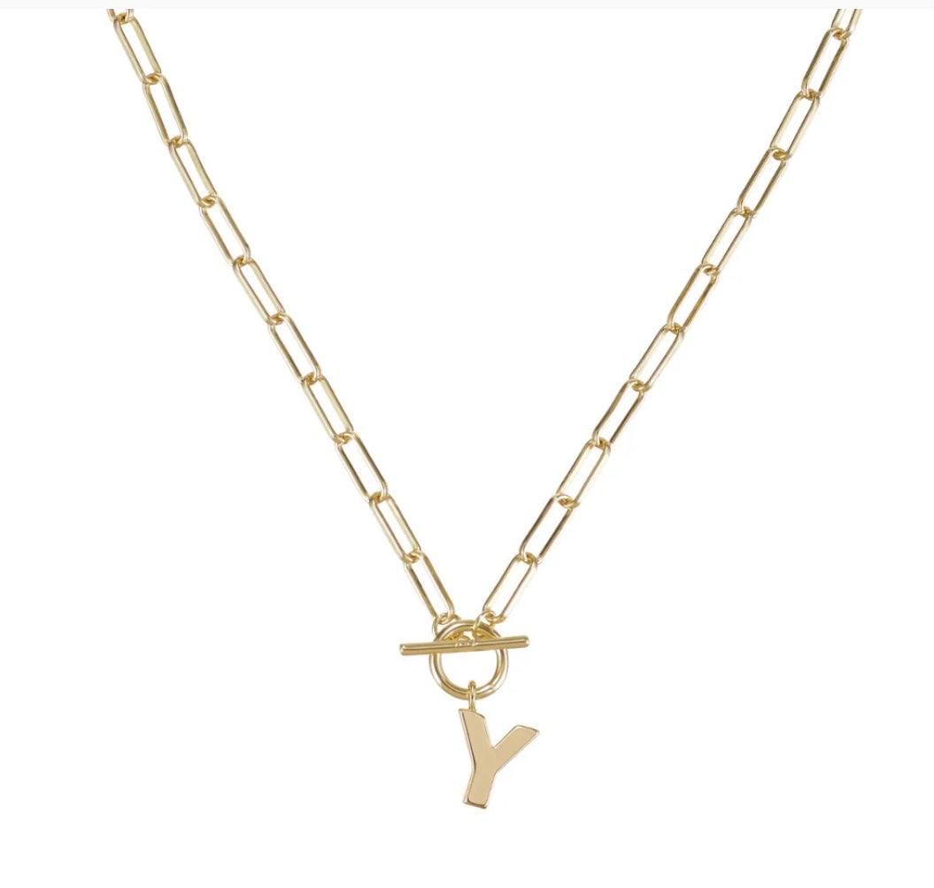 Toggle Initial Necklaces in Gold