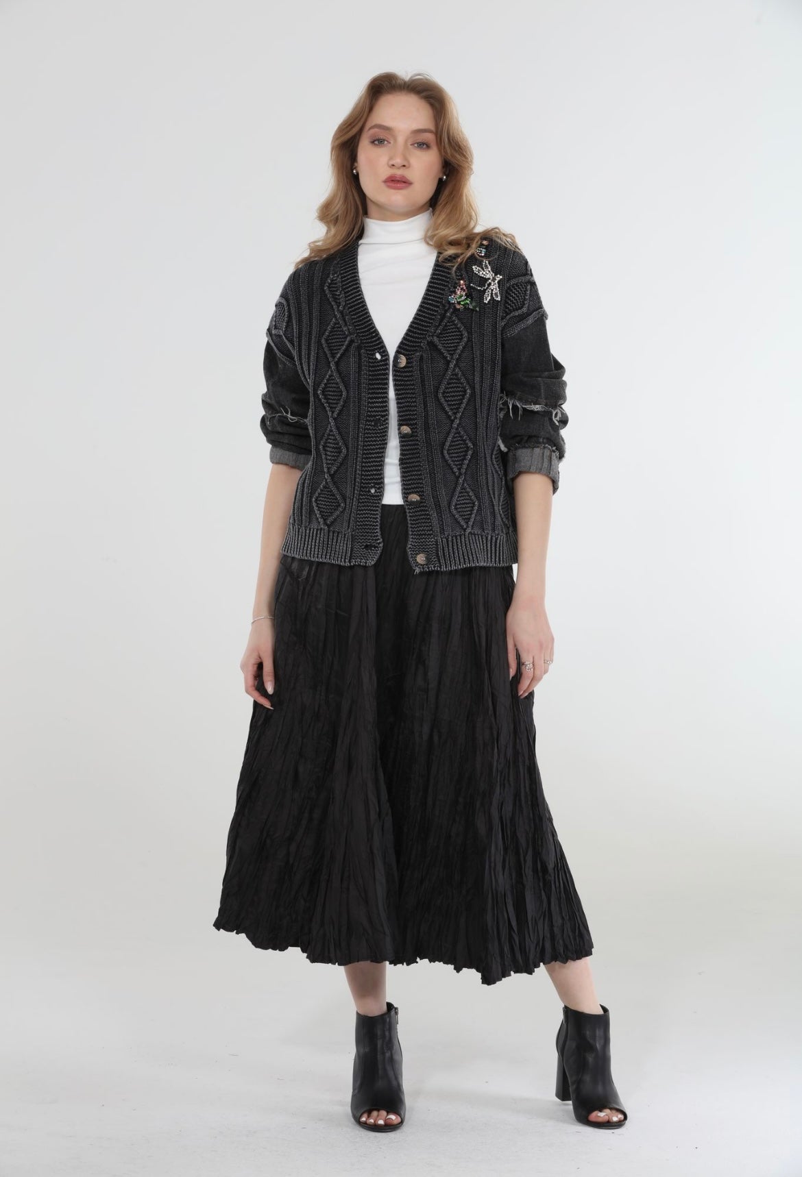 Black Crinkle Skirt