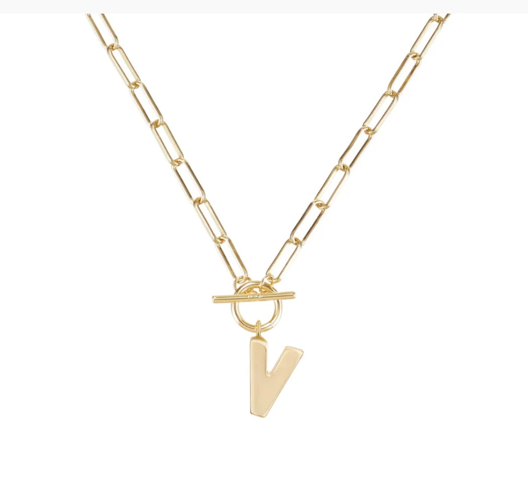 Toggle Initial Necklaces in Gold