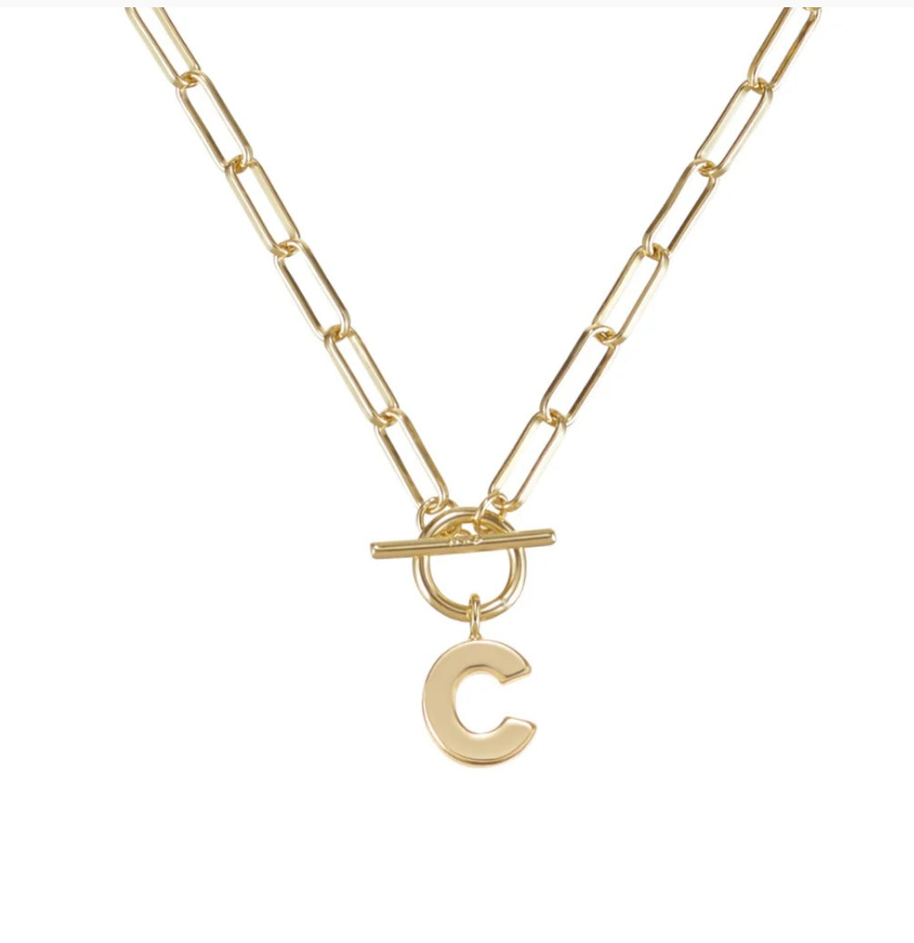 Toggle Initial Necklaces in Gold