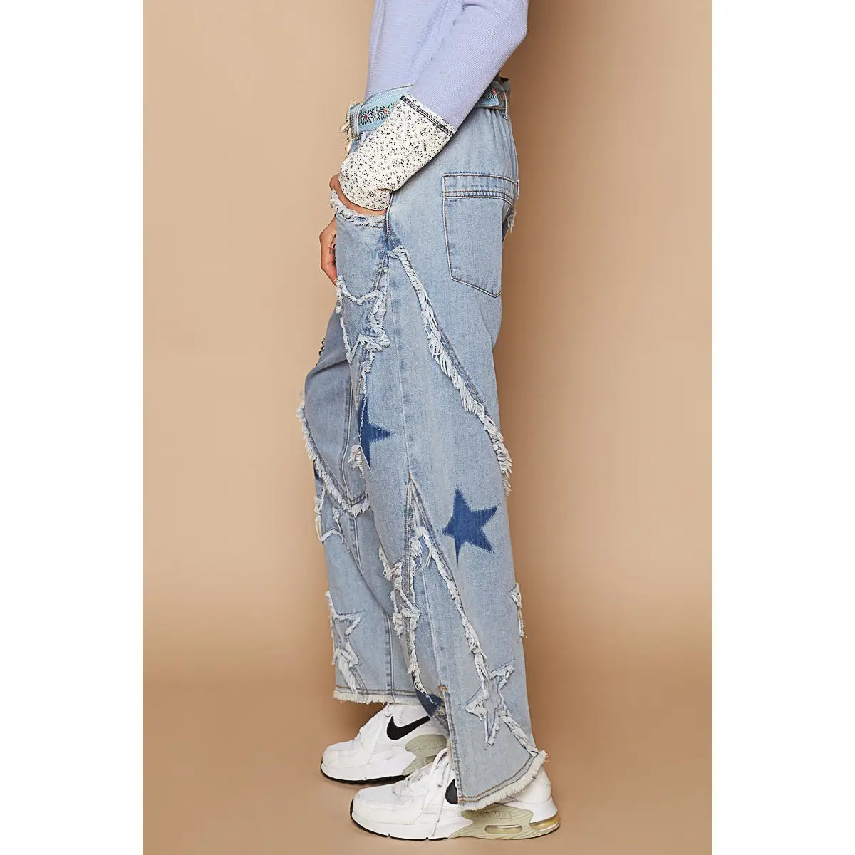 Vintage Washed Star Patch Denim Pants