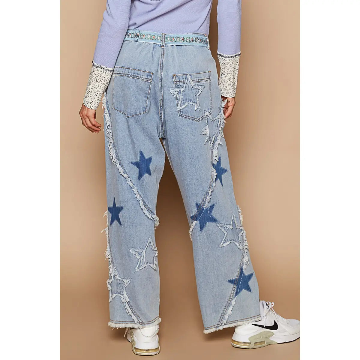 Vintage Washed Star Patch Denim Pants