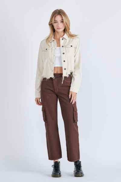 CREAM FRAYED JACKET - Rebel