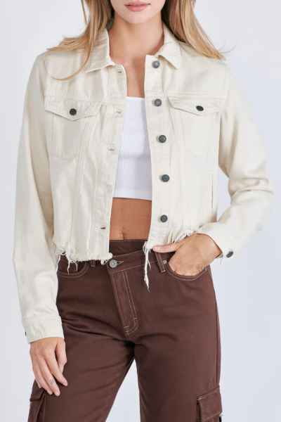 CREAM FRAYED JACKET - Rebel