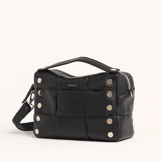 Evan Crossbody Med Black - Weave/Silver