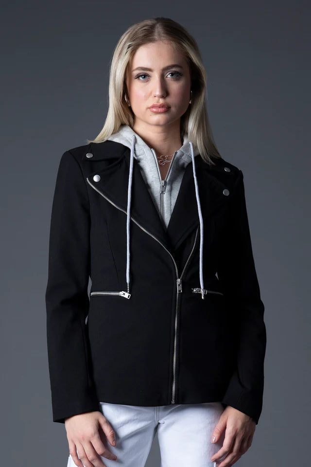Helen Moto Blazer With Removable Grey Hoodie