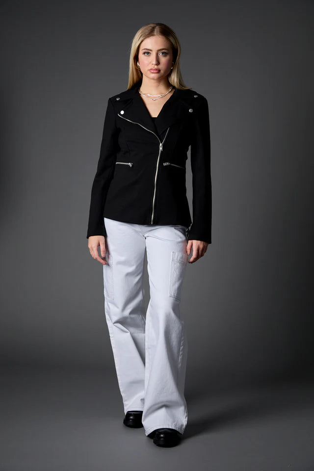 Helen Moto Blazer With Removable Grey Hoodie