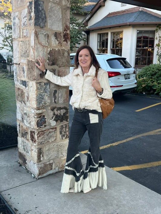 Knit Sleeve Fur Jacket