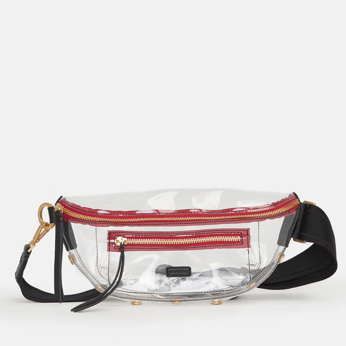 CHARLES CROSSBODY Clear Black/Brushed Gold Red Zip