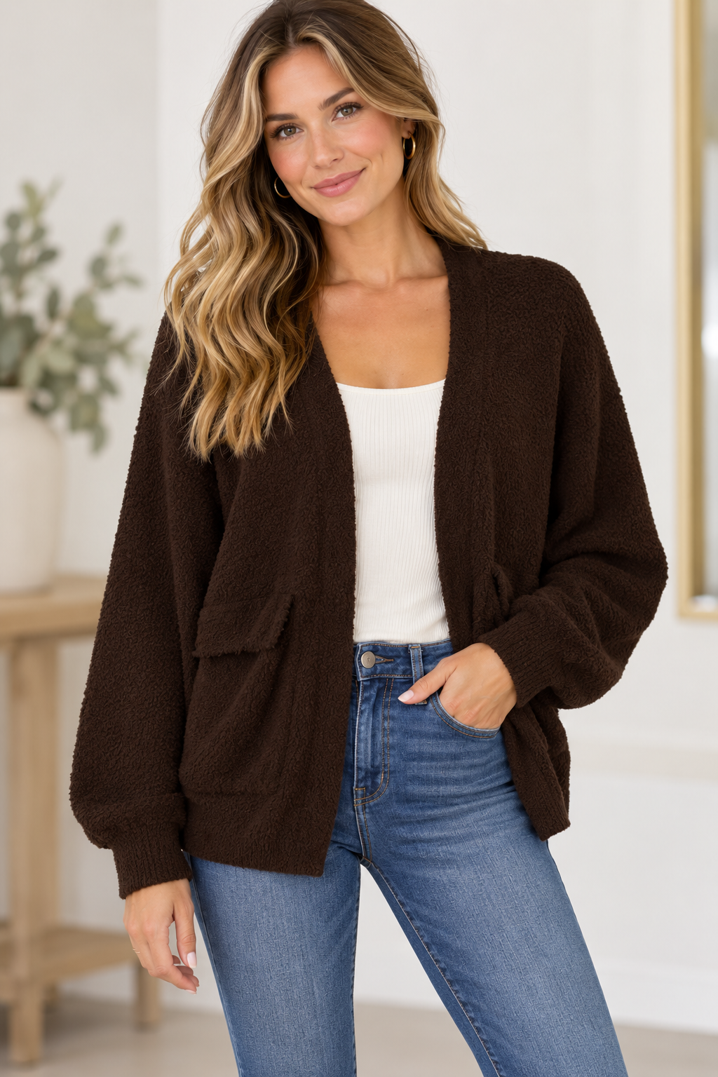 JANA- L/S CARDIGAN WITH POCKETS