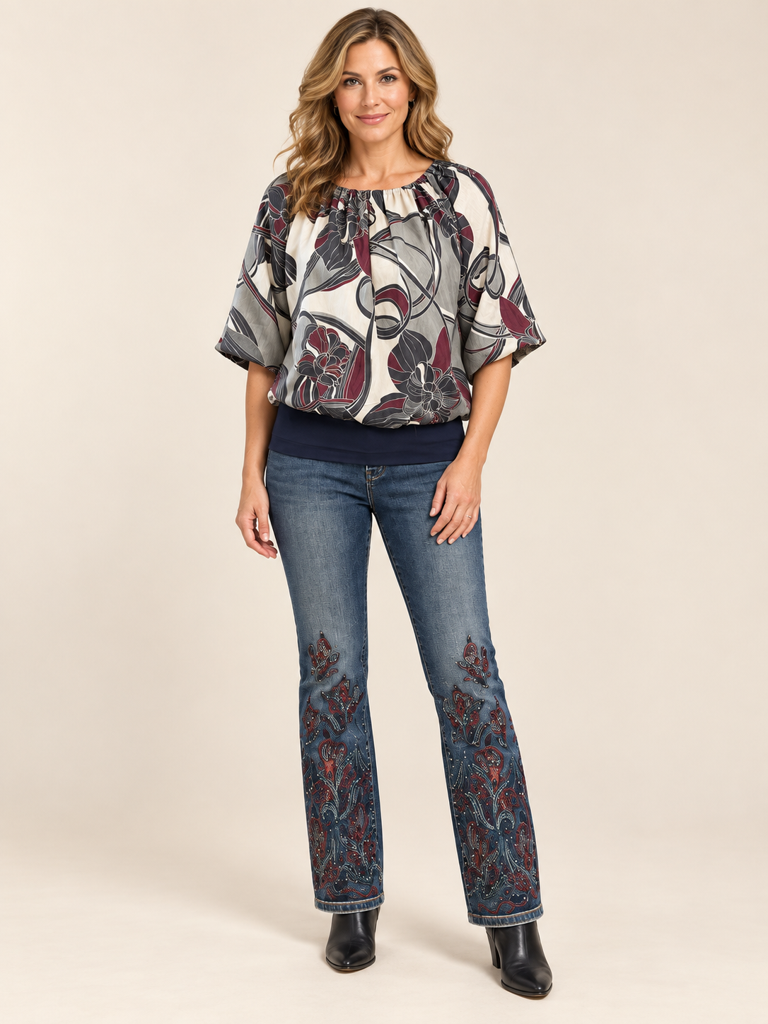 Midnight Bloom Embellished Jeans