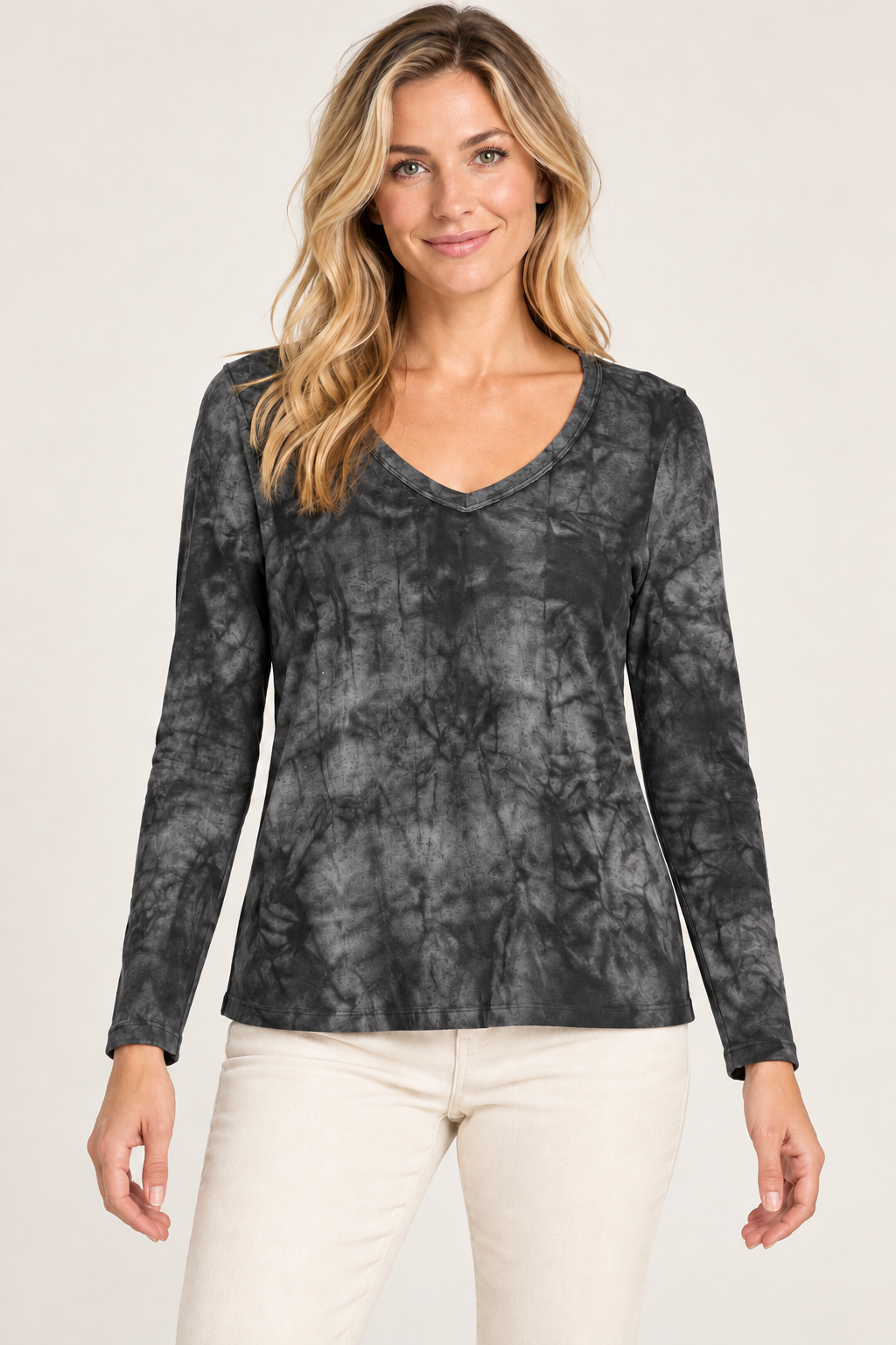 Smoky Charcoal V-Neck Top