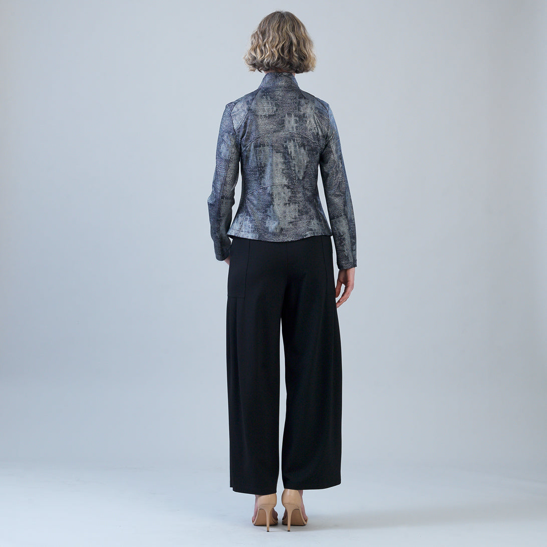 Metallic Liquid Leather™ Textured Signature Jacket - Gunmetal Silver