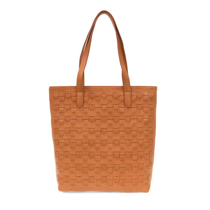 Cognac Willa Woven North/South Tote