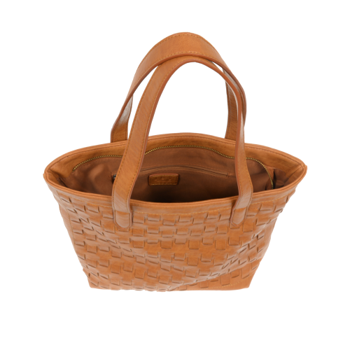Cognac Willa Woven North/South Tote