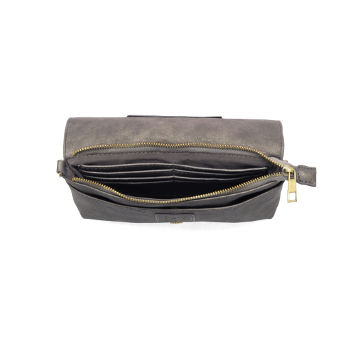 Metallic Dark Chrome Everly Organizer Flap Crossbody