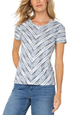 Short Sleeve Knit Top With Miter