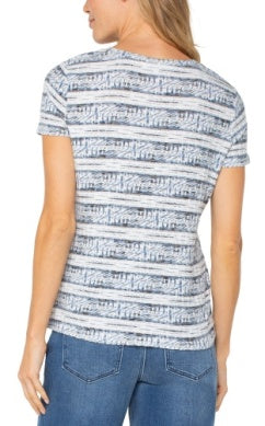 Short Sleeve Knit Top With Miter