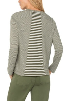 Long Sleeve Crew Neck Knit Top W/ Seaming