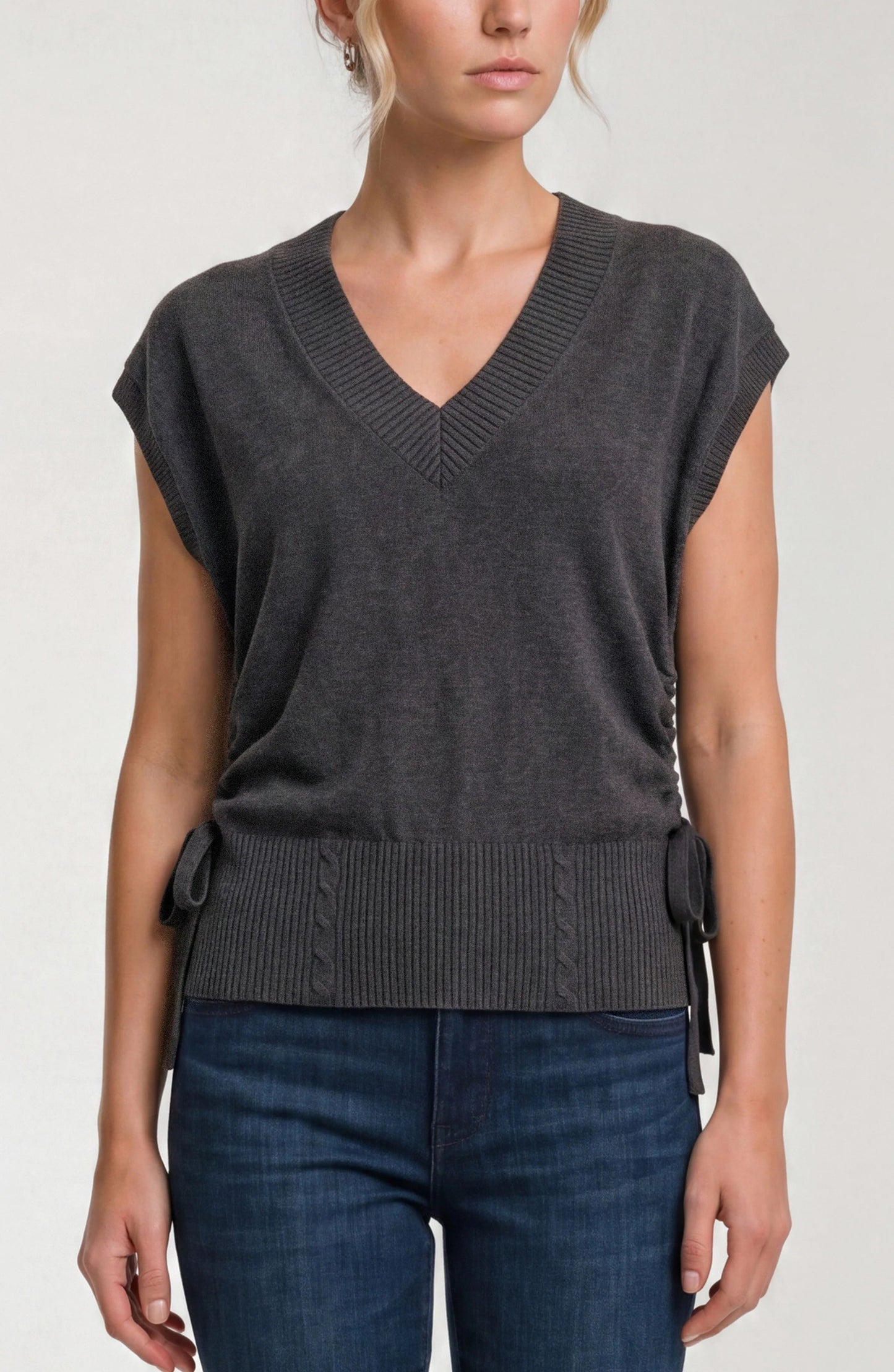 V-neck Dolman Sweater W/ Ties