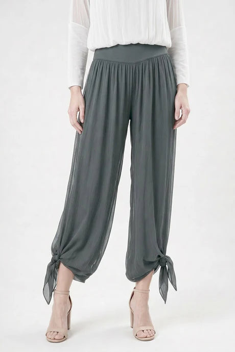 Eva Silk Side Slit Army Pant