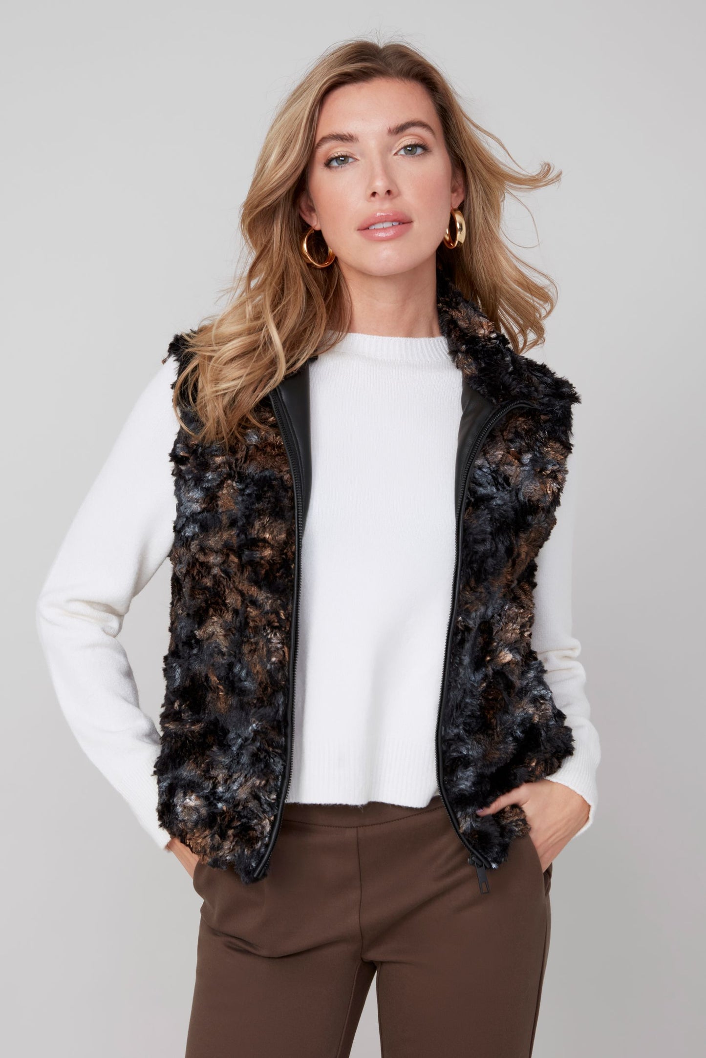 Foiled Vegan Fur Vest