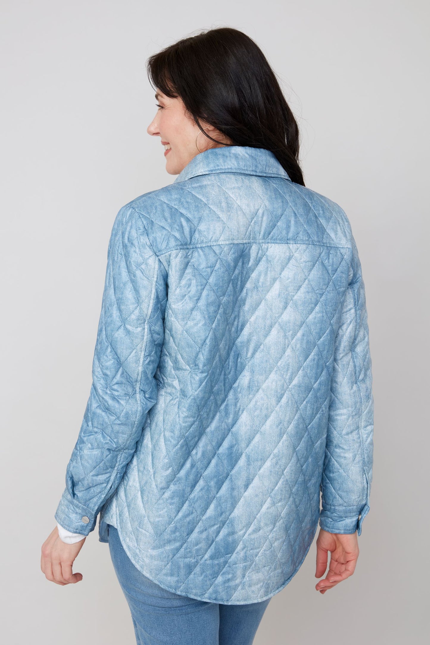Denim Print Quilted Shacket