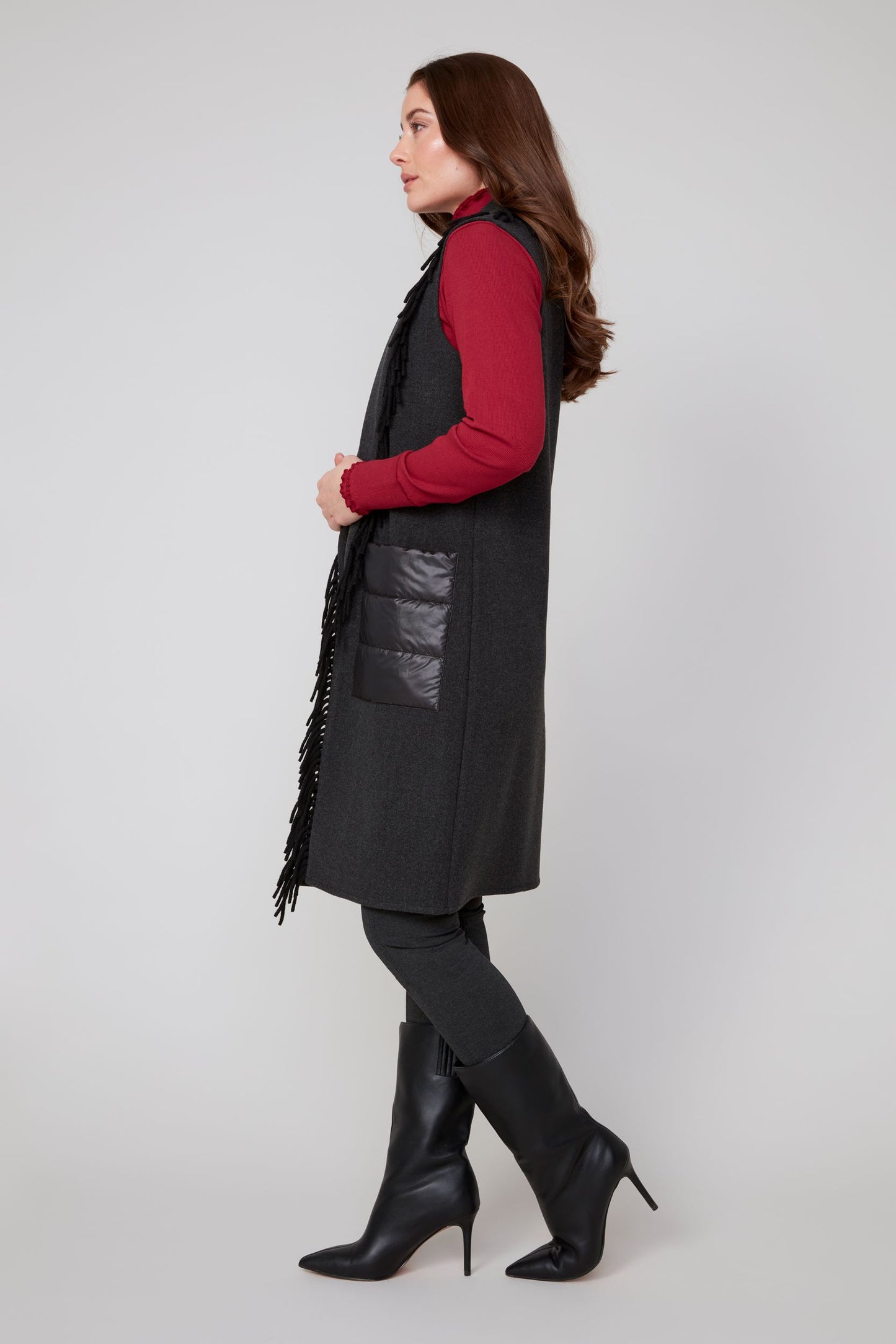 Knit Vest With Fringe Black