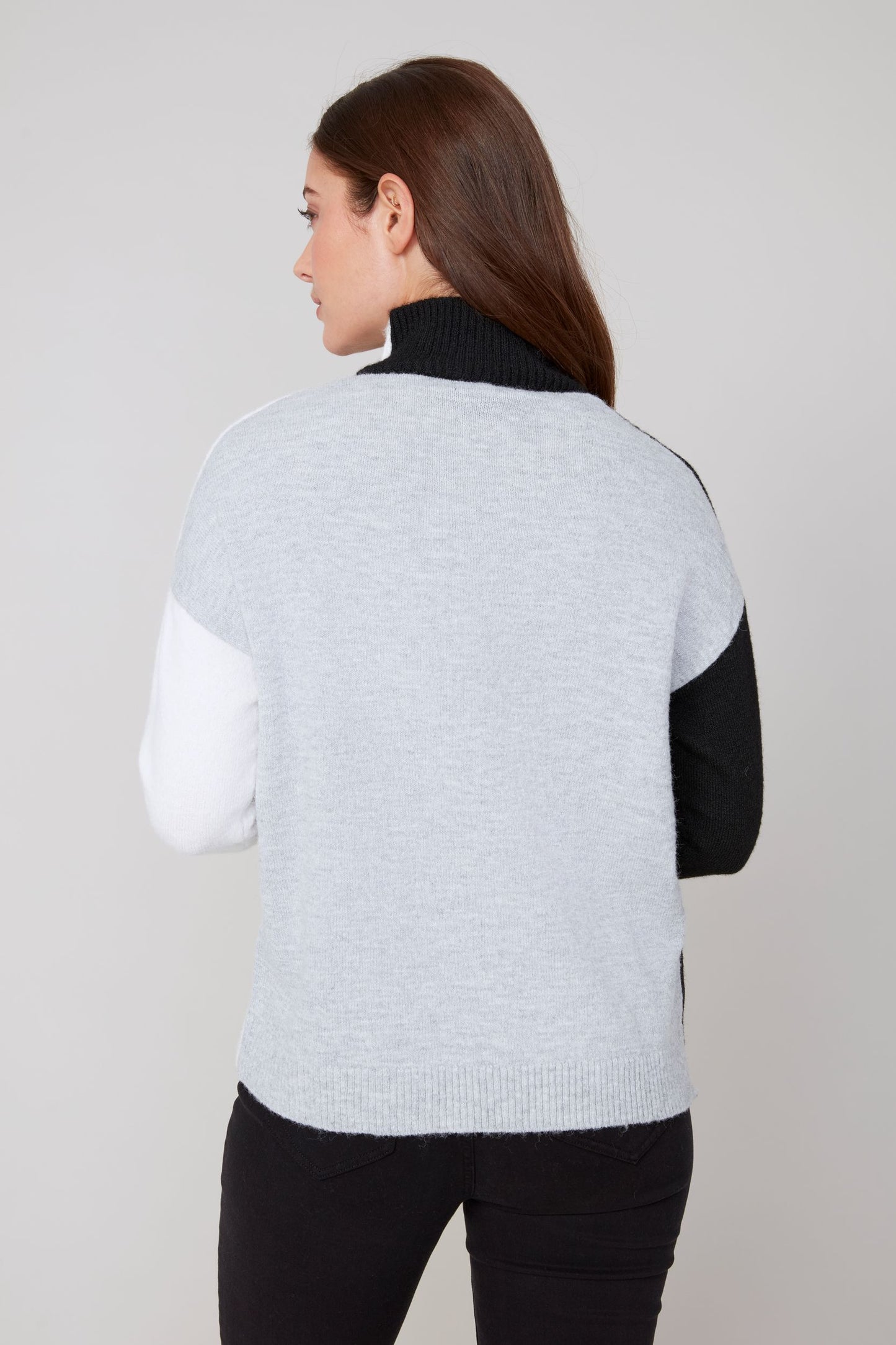 Colorblock Pocket Turtleneck Sweater Black Combo
