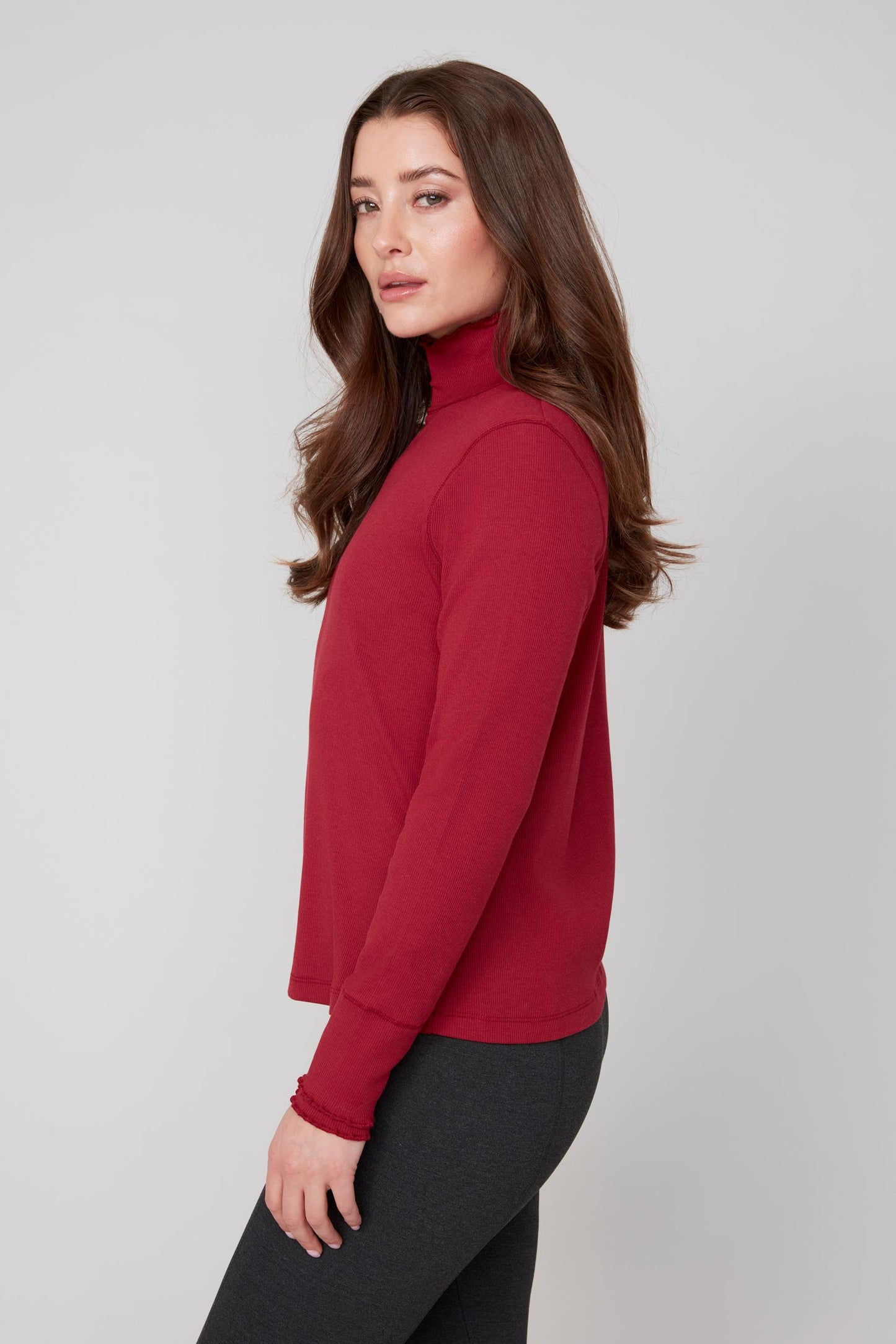 Ruffle Mock Neck Top