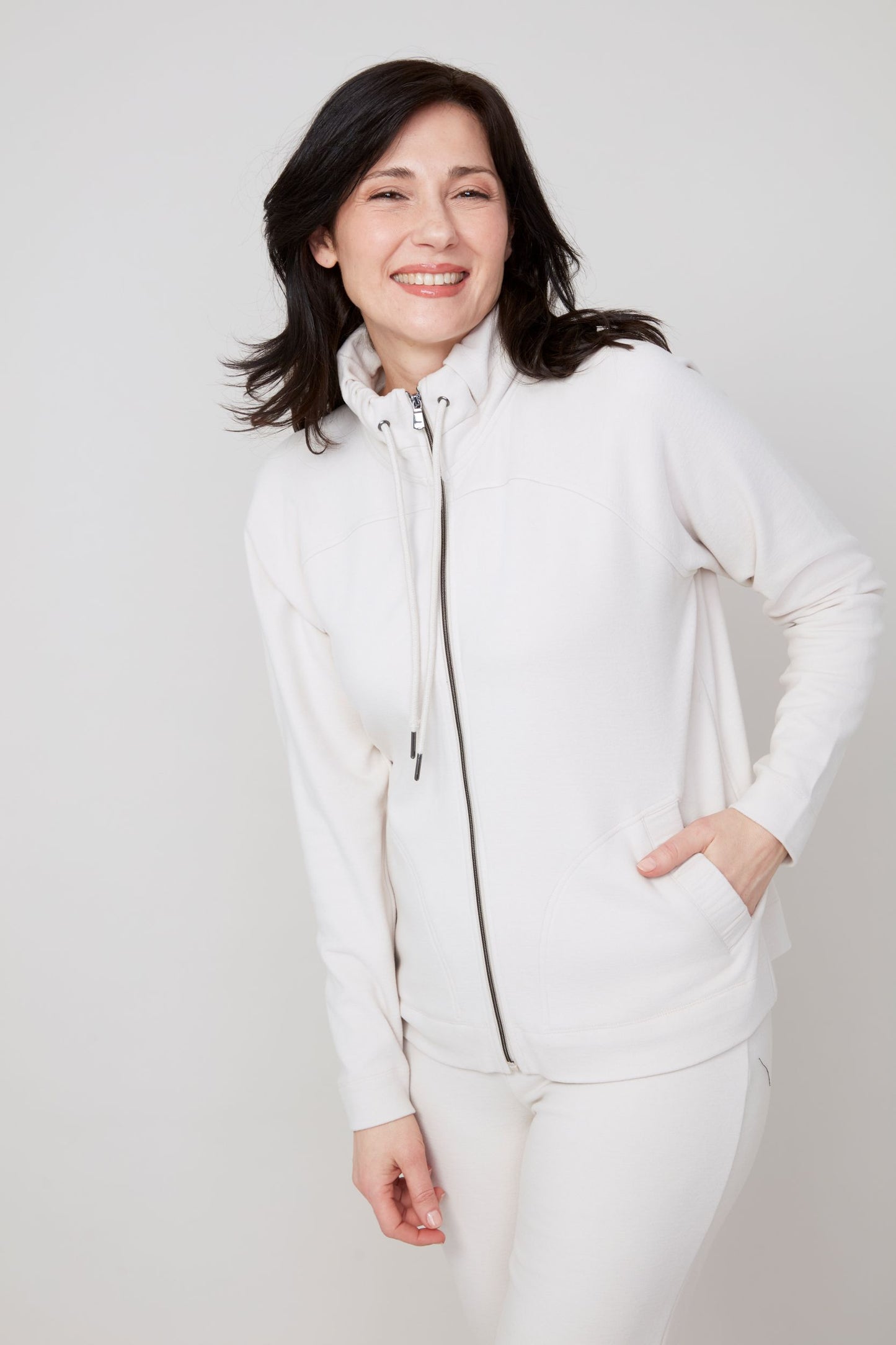 Casual Zip Up Jacket Oyster