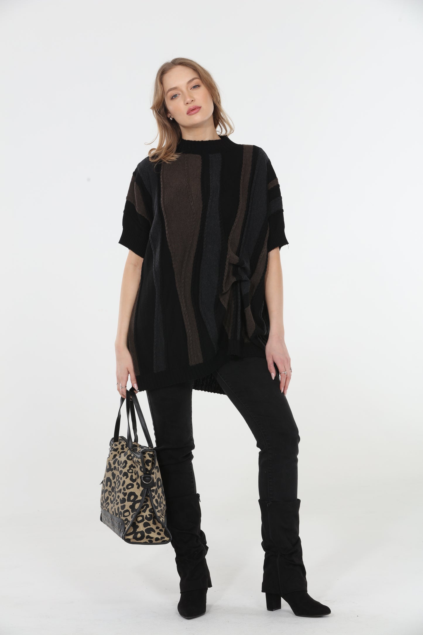 Abstract Stripe Knit Tunic