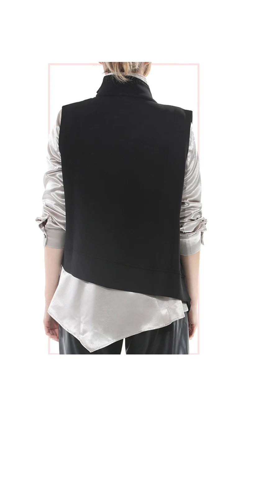 Black Asymmetric Zip Vest