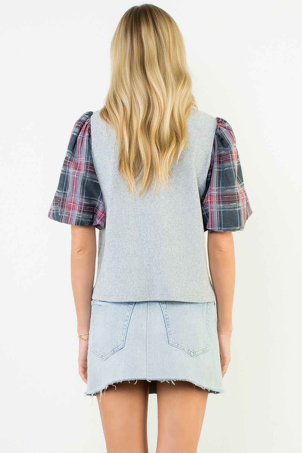 Puff Sleeve Gray Top