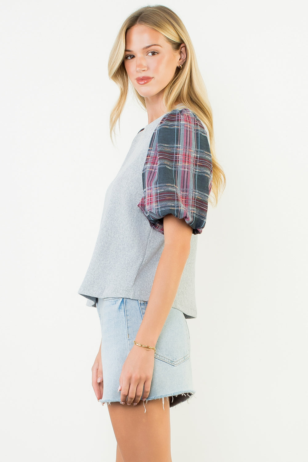 Puff Sleeve Gray Top