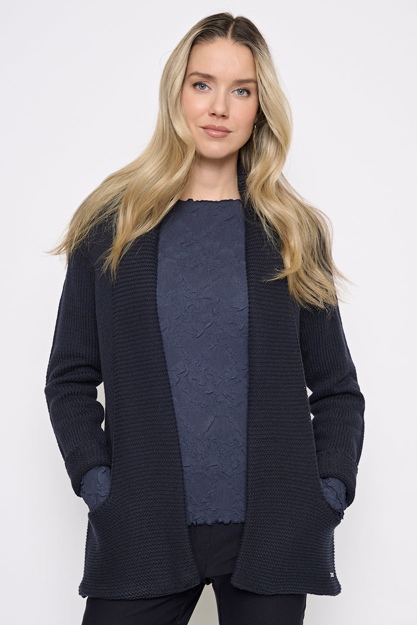 Open-Front Long Jacket Black