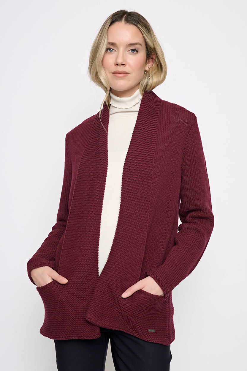 Open-Front Long Jacket Cabernet
