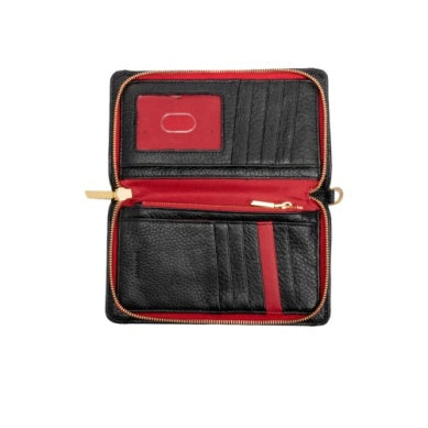 Bryant Wallet Black/Brushed Gold Red Zip