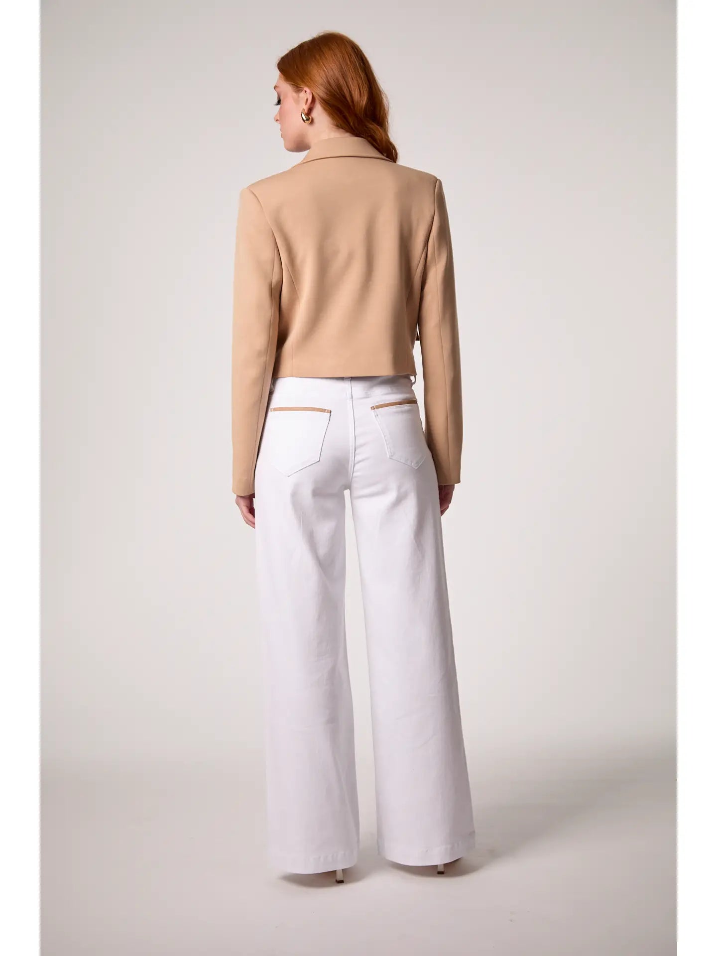 Chloe Cropped Hooded Blazer- Camel
