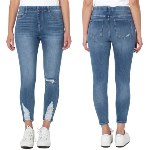 Liverpool Jeans Chloe Skinny Crop Distressed Jeans in Taylor Wash