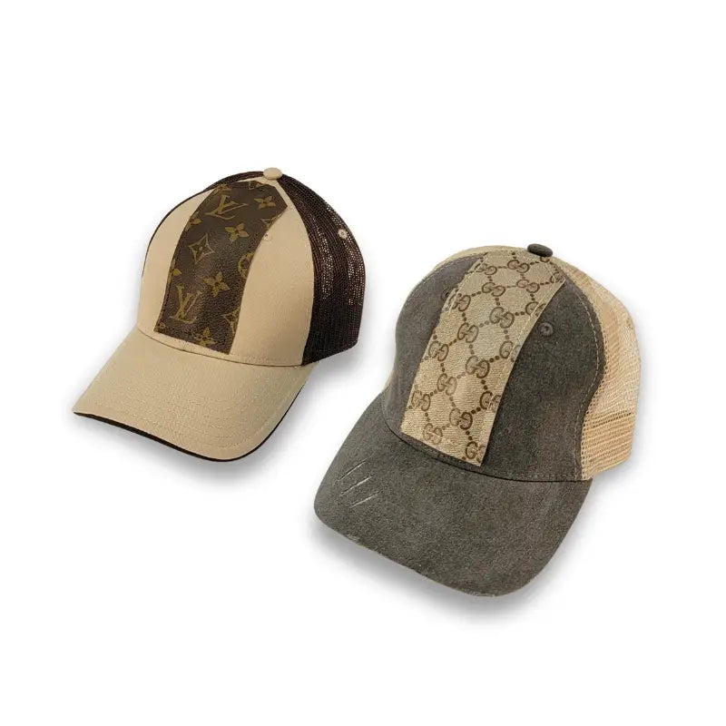 Couture Cap Trucker Hat in Upcycled LV, GG