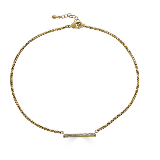 Gold Pave Bar Necklace