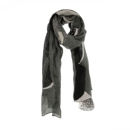Grey Circles and Dots Scarf