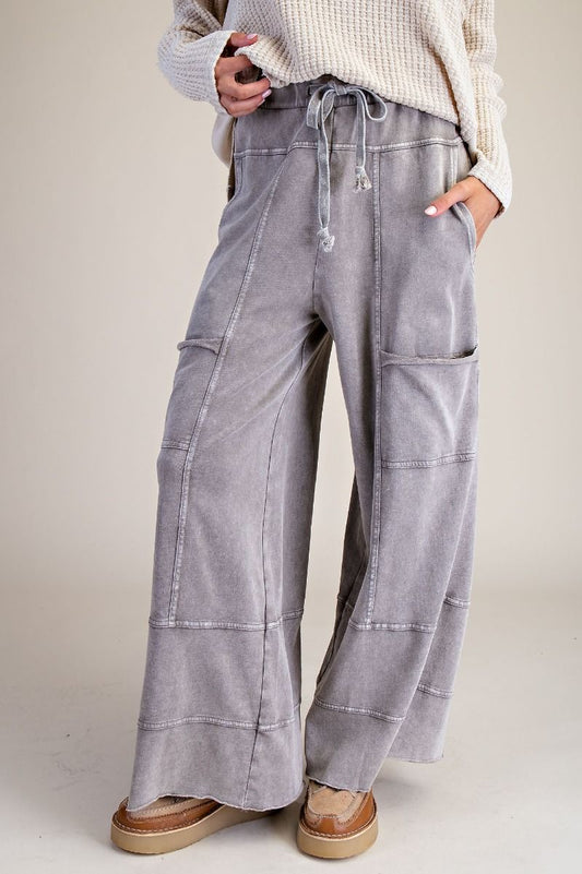 Mineral Washed Terry Knit Cargo Pants