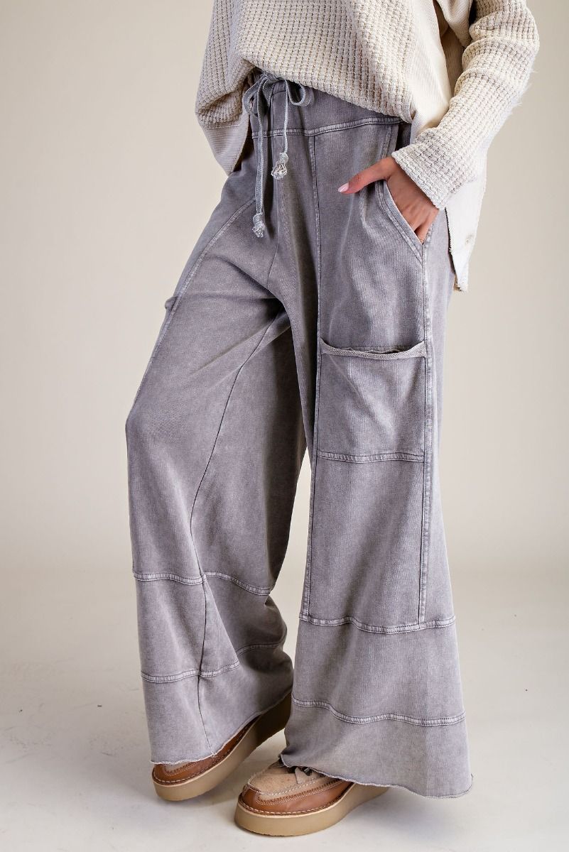 Mineral Washed Terry Knit Cargo Pants