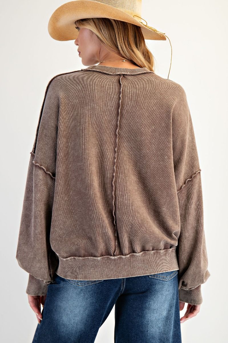 Mineral Washed Cut-Out Pullover