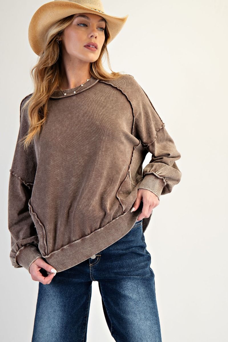 Mineral Washed Cut-Out Pullover