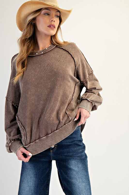 Mineral Washed Cut-Out Pullover